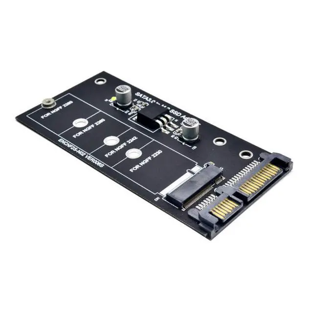 Alt view image 3 of 7 - SATA 3 to M.2 (NGFF) SSD 7+5 Pin Connector Converter Adapter Card M2 to SATA III Expansion Card B Key Support 30/42/60/80mm (Black)