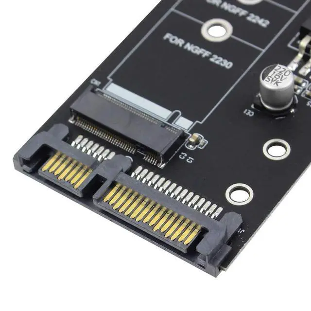 Alt view image 6 of 7 - SATA 3 to M.2 (NGFF) SSD 7+5 Pin Connector Converter Adapter Card M2 to SATA III Expansion Card B Key Support 30/42/60/80mm (Black)