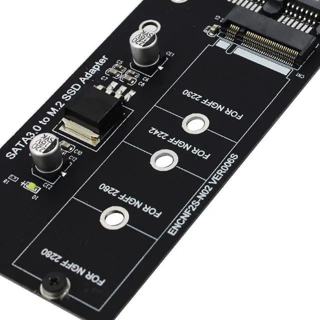 Alt view image 7 of 7 - SATA 3 to M.2 (NGFF) SSD 7+5 Pin Connector Converter Adapter Card M2 to SATA III Expansion Card B Key Support 30/42/60/80mm (Black)