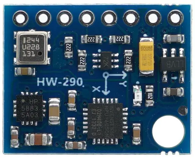 Main image of GY-87 10DOF MPU6050 HMC5883L BMP180 Low-Field Magnetic Sensor Module Milli-Gauss to 8 Gauss and 1° to 2° Compass Heading Accuracy