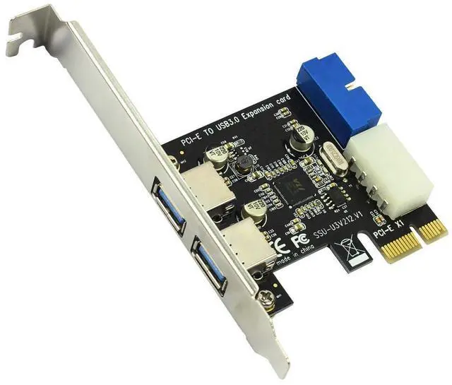 Alt view image 4 of 6 - USB3.0 PCI-E Expansion Card Adapter Front External 2 Port USB 3.0 Hub & Internal 19pin Header PCIE Card 4pin IDE Power Connector