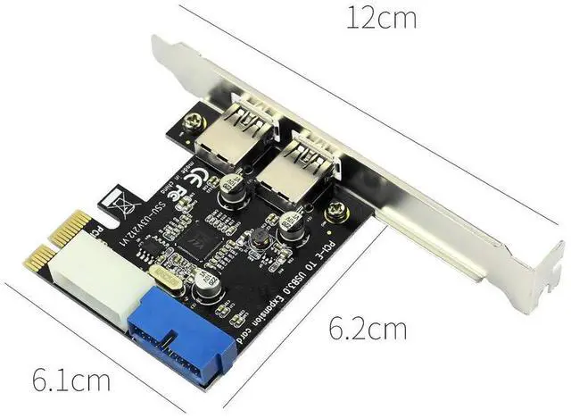 Alt view image 2 of 6 - USB3.0 PCI-E Expansion Card Adapter Front External 2 Port USB 3.0 Hub & Internal 19pin Header PCIE Card 4pin IDE Power Connector