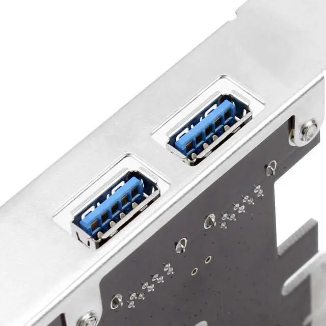 Alt view image 6 of 6 - USB3.0 PCI-E Expansion Card Adapter Front External 2 Port USB 3.0 Hub & Internal 19pin Header PCIE Card 4pin IDE Power Connector