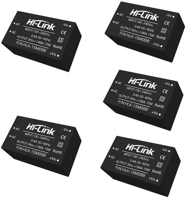 Main image of HLK-15W 220V AC-DC Step-Down Isolated Power Module Low Power Consumption Low Noise for Medical, Industrial Control (HLK-15M09B,5Pcs)