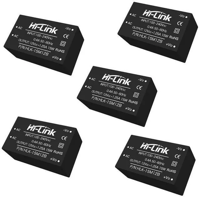 Main image of HLK-15W 220V AC-DC Step-Down Isolated Power Module Low Power Consumption Low Noise for Medical, Industrial Control (HLK-15M12B,5Pcs)