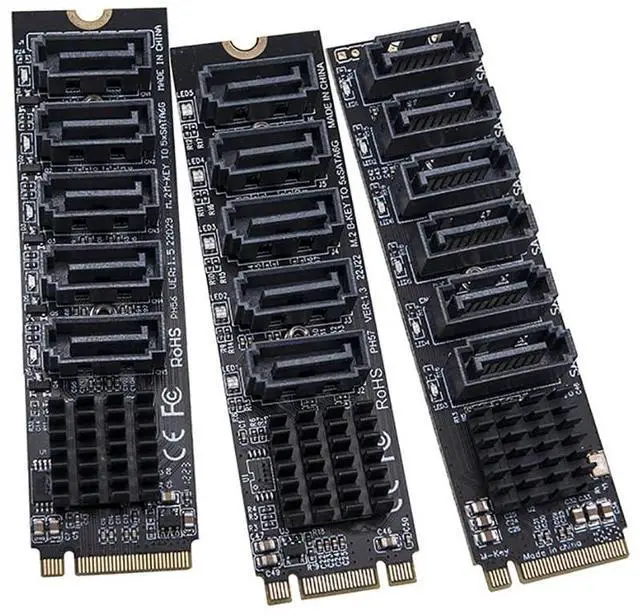 Main image of 1Piece M.2 to SATA 3.0 Expansion Card M2 M-EKY PCI-E 5/6 Port SATA3.0 6Gbps / 16Gbps Converter for NVME NGFF to SATA SSD Adapter Card (for NVME to 5port SATA)