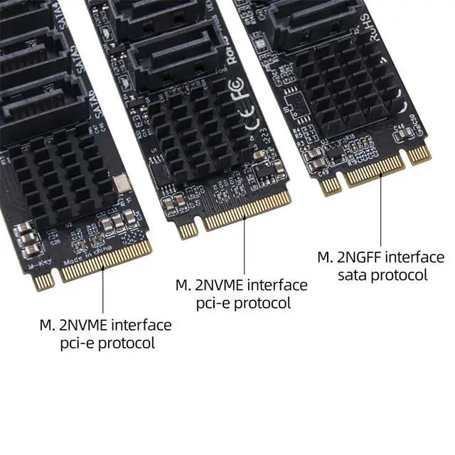 Alt view image 6 of 7 - 1Piece M.2 to SATA 3.0 Expansion Card M2 M-EKY PCI-E 5/6 Port SATA3.0 6Gbps / 16Gbps Converter for NVME NGFF to SATA SSD Adapter Card (for NVME to 5port SATA)