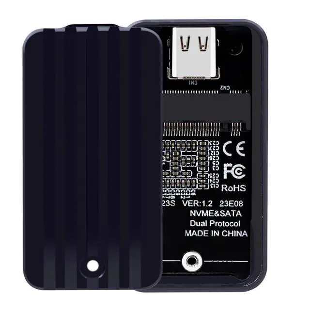 Alt view image 3 of 7 - M.2 NVMe Hard Drive Enclosure Adapter Card JMS581 Dual-Protocol USB3.1 Gen2 10Gbps M.2 2230 SSD Case