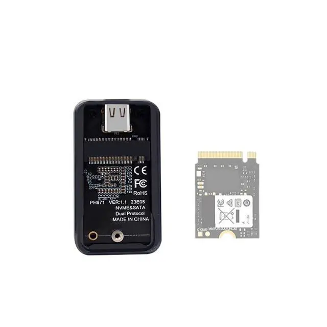 Alt view image 5 of 7 - M.2 NVMe Hard Drive Enclosure Adapter Card JMS581 Dual-Protocol USB3.1 Gen2 10Gbps M.2 2230 SSD Case