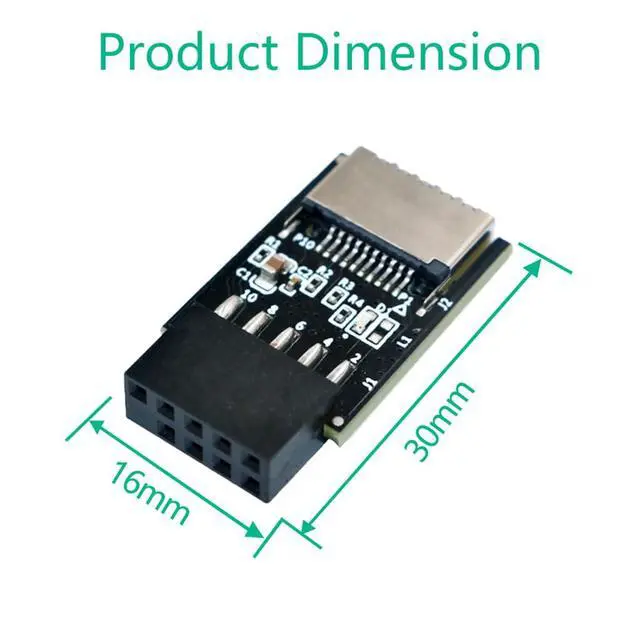 Alt view image 6 of 7 - USB 2.0 9pin Front Panel Header to USB 2.0 Type-E Internal Adapter with 5V Power LED (1Piece)