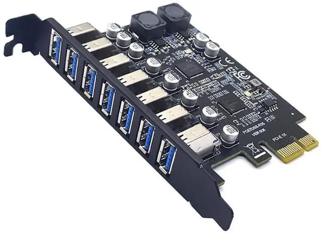 Alt view image 2 of 6 - USB 3.2 PCI Express Card PCIe to 7 Ports Gen1 19Pin Expansion Adapter PCI-e x1 5Gbps for Desktop