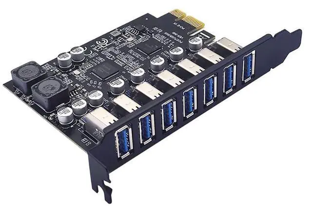Main image of USB 3.2 PCI Express Card PCIe to 7 Ports Gen1 19Pin Expansion Adapter PCI-e x1 5Gbps for Desktop