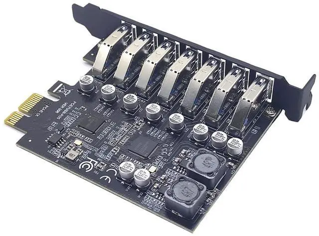 Alt view image 3 of 6 - USB 3.2 PCI Express Card PCIe to 7 Ports Gen1 19Pin Expansion Adapter PCI-e x1 5Gbps for Desktop