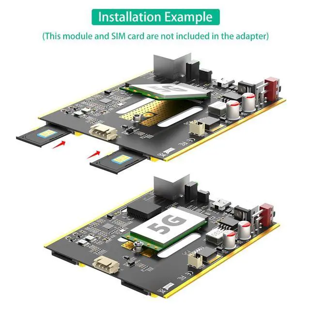 Alt view image 7 of 7 - NGFF M.2 5G Module to USB-C ETH Adapter with POE Module Dual SIM Card Slot RJ45 Port RTL8125BG Controller and 4*Antenna and Case (Without POE Power Module)