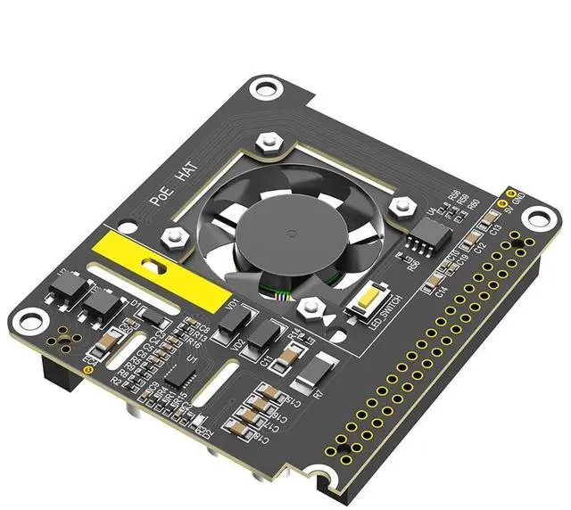 Main image of POE HAT Board with Cooling Fan/Computer Module 5 Power Over Ethernet HAT 5V 5A 25W Compatible with Raspberry Pi 5