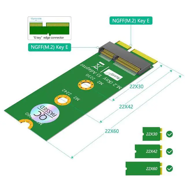 Alt view image 2 of 7 - M.2 NGFF Key-E Test Protector Card Female to Male Adapter Support for Module AX200/201, SSD M2 2230 2242 2262
