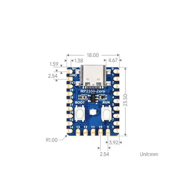 Alt view image 4 of 7 - RP2350-Zero Mini Development Board Built-in Temperature Sensor Compatible with Raspberry Pi Dual-Core Dual-Architecture Microcontroller (RP2350-Zero-Soldered)
