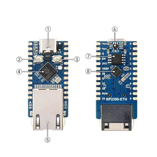 Alt view image 3 of 7 - RP2350-ETH Dual-Core Ethernet Module Development Board with USB-C Port Compatible with Raspberry Pi Microcontroller