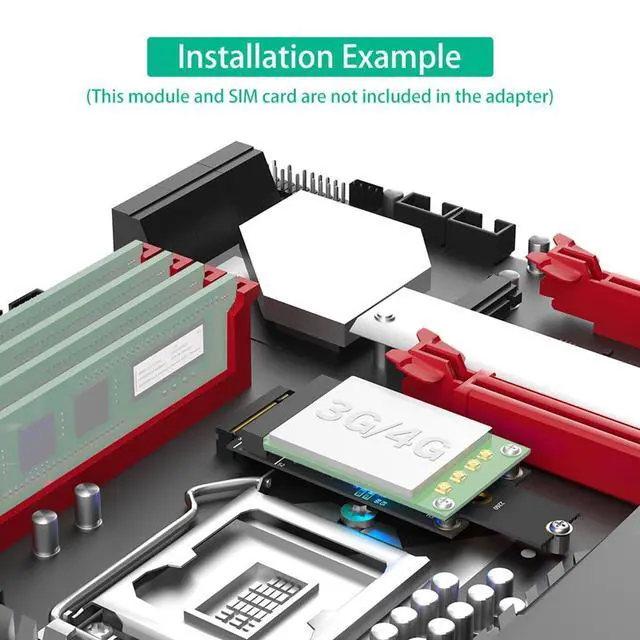 Alt view image 5 of 7 - Mini PCI-E to M.2 NGFF Key M Adapter with SIM Card Slot Wi-Fi WWAN LTE Module
