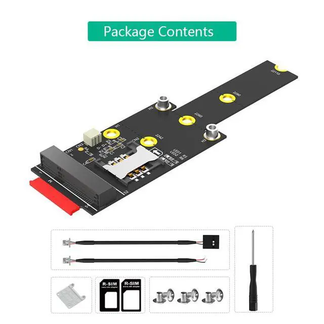 Alt view image 7 of 7 - Mini PCI-E to M.2 NGFF Key M Adapter with SIM Card Slot Wi-Fi WWAN LTE Module