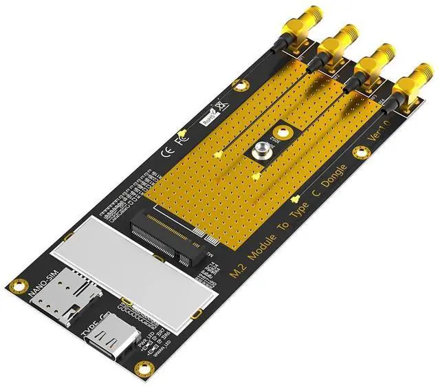 Main image of M.2 B Key 3G/4G/5G Module to USB-C USB 3.0 Adapter with Nano SIM Card Slot Compatible with RM500Q RM500U GM800 SIM8200 Module (with Antennas)