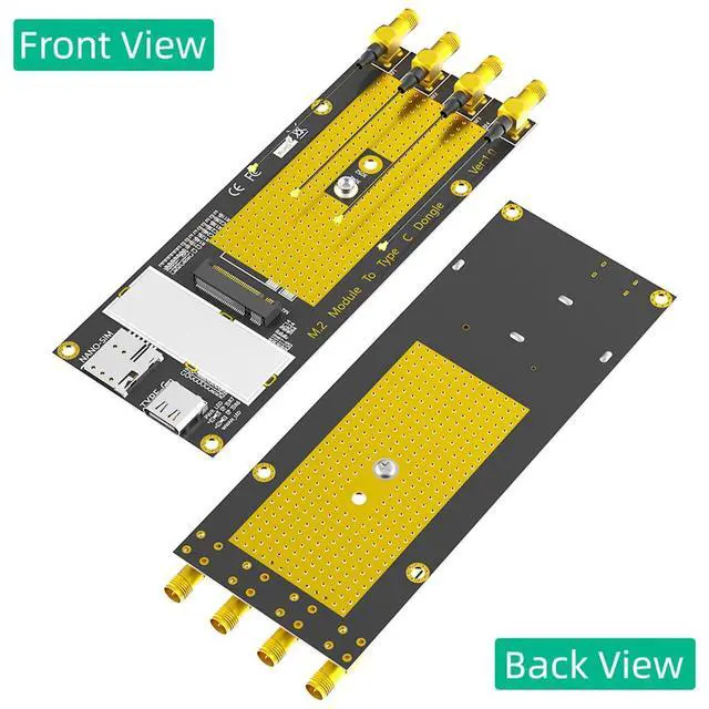 Alt view image 2 of 7 - M.2 B Key 3G/4G/5G Module to USB-C USB 3.0 Adapter with Nano SIM Card Slot Compatible with RM500Q RM500U GM800 SIM8200 Module (with Antennas)