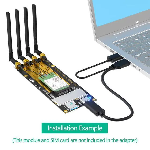 Alt view image 7 of 7 - M.2 B Key 3G/4G/5G Module to USB-C USB 3.0 Adapter with Nano SIM Card Slot Compatible with RM500Q RM500U GM800 SIM8200 Module (with Antennas)