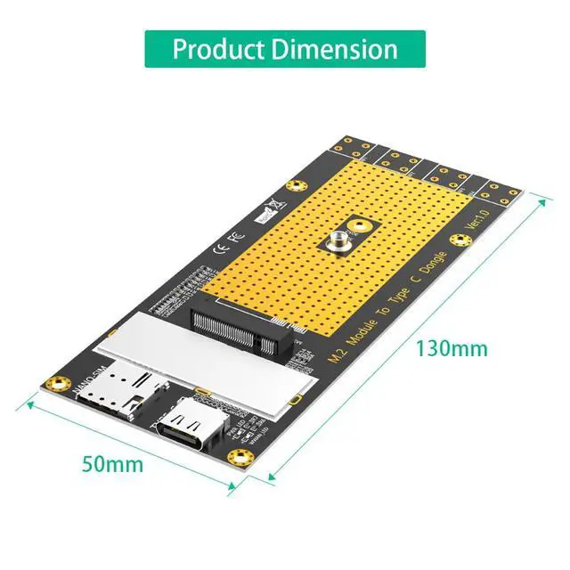 Alt view image 5 of 7 - M.2 B Key 3G/4G/5G Module to USB-C USB 3.0 Adapter with Nano SIM Card Slot Compatible with RM500Q RM500U GM800 SIM8200 Module (Adapter Only)