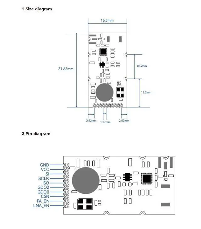 Alt view image 6 of 7 - CC2500 Data Transmission Module 2¡¤4G SPI interface RSSI output Board Built-in PA+LNA Chip Wire¡¤less Remote Control 800m (No Seat)