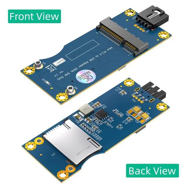 Alt view image 6 of 7 - Mini PCI-E to USB 2.0 Adapter with SIM Card Slot for WWAN/LTE Module Support SIM 6pin/8pin Card Connector (Horizontal USB)