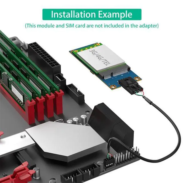 Alt view image 7 of 7 - Mini PCI-E to USB 2.0 Adapter with SIM Card Slot for WWAN/LTE Module Support SIM 6pin/8pin Card Connector (Horizontal USB)