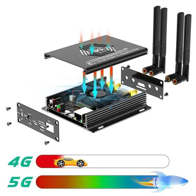 Alt view image 2 of 7 - M.2 NGFF 4G/5G Module to USB 3.0 Adapter with RJ45 Port RTL8125BG Controller Support SIM/Micro SIM/Nano SIM Card