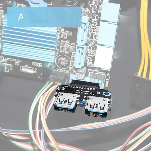 Alt view image 3 of 6 - 20Pin to Dual USB3.0 Adapter Connverter Desktop Motherboard 19 Pin/20P Header to 2 Ports USB 3.0 A Female Connector Card Reader (Horizontal Version)