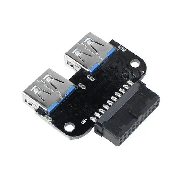 Alt view image 6 of 6 - 20Pin to Dual USB3.0 Adapter Connverter Desktop Motherboard 19 Pin/20P Header to 2 Ports USB 3.0 A Female Connector Card Reader (Horizontal Version)