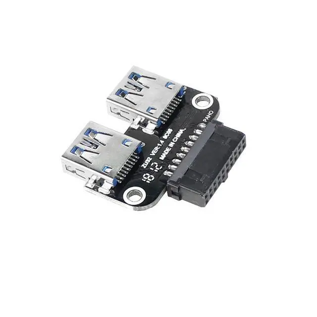Alt view image 5 of 6 - 20Pin to Dual USB3.0 Adapter Connverter Desktop Motherboard 19 Pin/20P Header to 2 Ports USB 3.0 A Female Connector Card Reader (Horizontal Version)