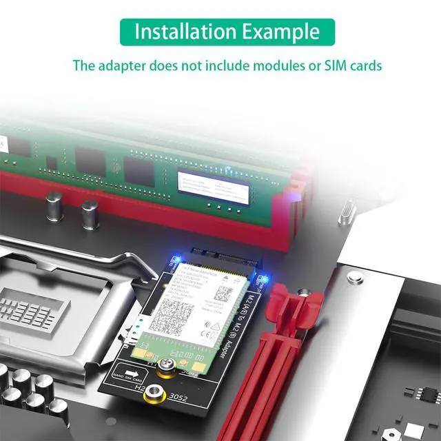 Alt view image 5 of 7 - M.2 Key B to M.2 NGFF A+E Adapter with Nano SIM Card Slot for 3G/4G/5G Module Support USB 2.0/PCI-E Bus Interface