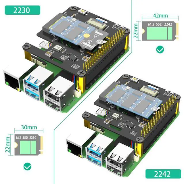 Alt view image 6 of 7 - M.2 NVMe M-Key to PCIe Adapter with Cooler Fan and Automatic Discoloration LED Compatible with Raspberry Pi 5 (for 2230-2242)