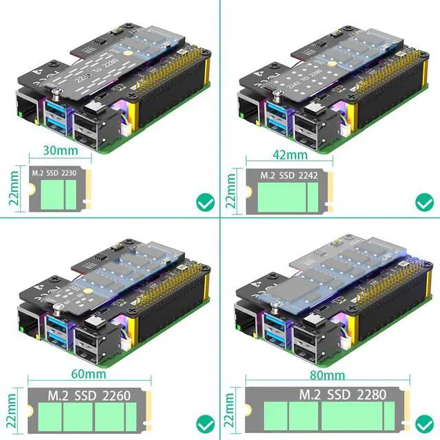 Alt view image 5 of 7 - M.2 NVMe M-Key to PCIe Adapter with Cooler Fan and Automatic Discoloration LED Compatible with Raspberry Pi 5 (for 2230-2280)