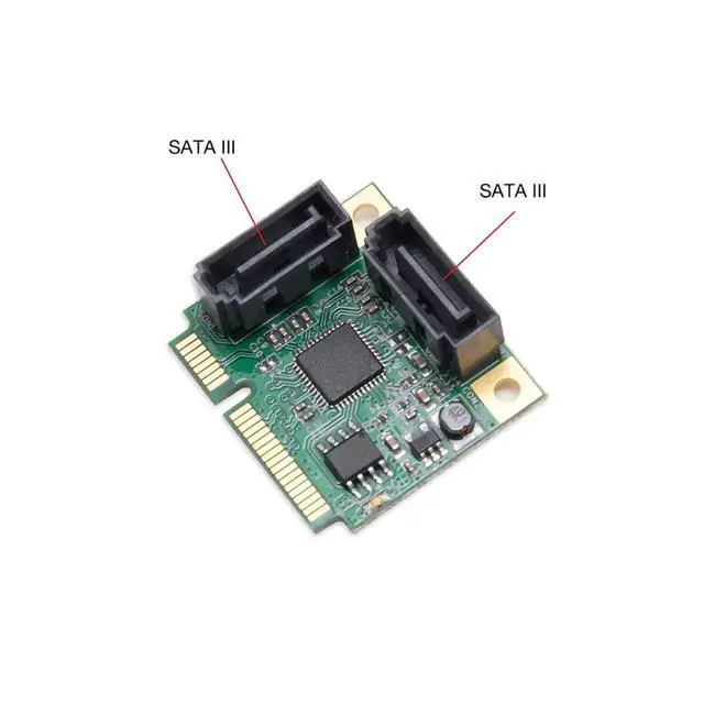 Alt view image 3 of 5 - Mini PCI-E PCI Express E 2-Port Expansion Cards and Slots SATA 3.0 Hard Drive SATA3 Multiplier Card HUB Controller