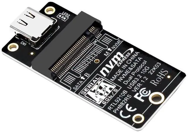 Main image of M.2 NVMe Hard Drive Enclosure Adapter Card Gen2 10Gbps 9210B Dual-Protocol NVME SSD M2 SATA SSD to USB 3.1 USB-C Adapter for M/B+M Key M2