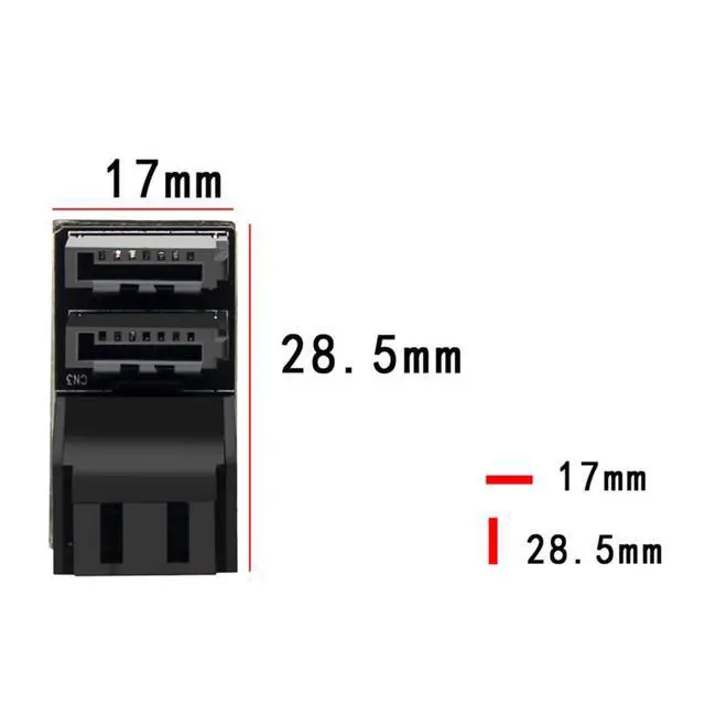 Alt view image 2 of 3 - Mainboard SATA Adapter 6Gbps 7Pin Female to Male 90° /180° Angled Adapter Single/Double SATA Interface for Desktop (Dual SATA 90Degree)