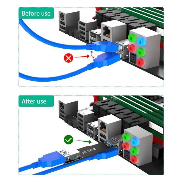 Alt view image 2 of 7 - USB 3.0 9Pin Adapter Card Male to Female Extension Card Backward Compatible with USB 2.0/1.1 (Type B)