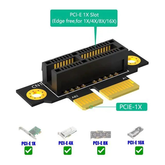 Alt view image 2 of 7 - PCI-e 3.0 90° Reverse Male to Female Riser Card Extension Adapter for 1U 2U Server (20mm for 1U,1X)