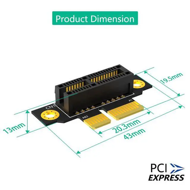 Alt view image 7 of 7 - PCI-e 3.0 90° Reverse Male to Female Riser Card Extension Adapter for 1U 2U Server (20mm for 1U,1X)
