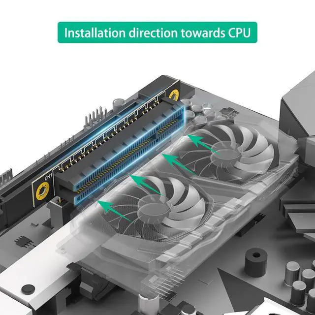 Alt view image 3 of 7 - PCI-e 3.0 90° Reverse Male to Female Riser Card Extension Adapter for 1U 2U Server (20mm for 1U,8X)