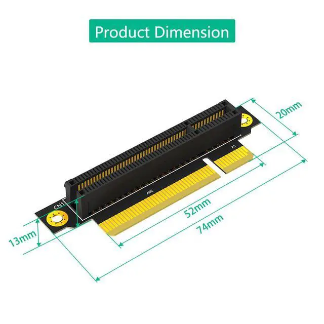 Alt view image 4 of 7 - PCI-e 3.0 90° Reverse Male to Female Riser Card Extension Adapter for 1U 2U Server (20mm for 1U,8X)