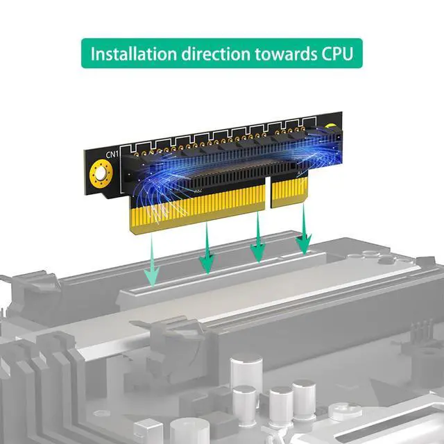 Alt view image 6 of 7 - PCI-e 3.0 90° Reverse Male to Female Riser Card Extension Adapter for 1U 2U Server (20mm for 1U,8X)