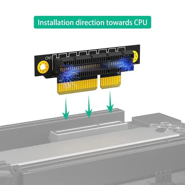 Alt view image 3 of 7 - PCI-e 3.0 90° Reverse Male to Female Riser Card Extension Adapter for 1U 2U Server (20mm for 1U,4X)