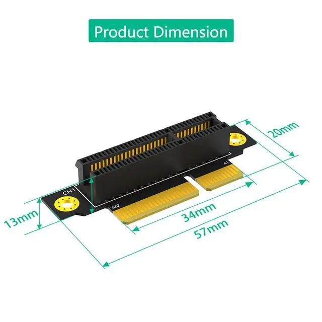 Alt view image 5 of 7 - PCI-e 3.0 90° Reverse Male to Female Riser Card Extension Adapter for 1U 2U Server (20mm for 1U,4X)