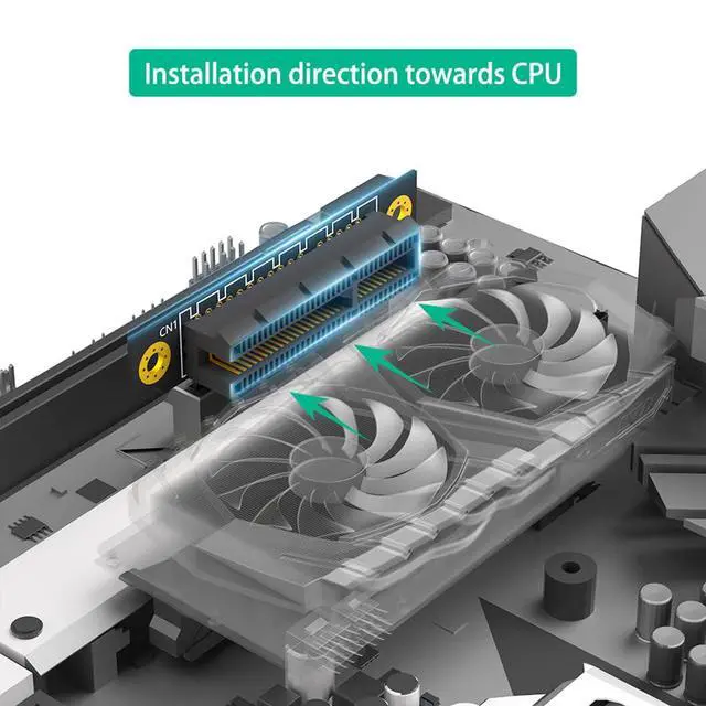 Alt view image 6 of 7 - PCI-e 3.0 90° Reverse Male to Female Riser Card Extension Adapter for 1U 2U Server (20mm for 1U,4X)